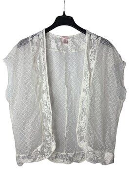 Victoria's Secret White Lace Open Front Kimono Top Size XS